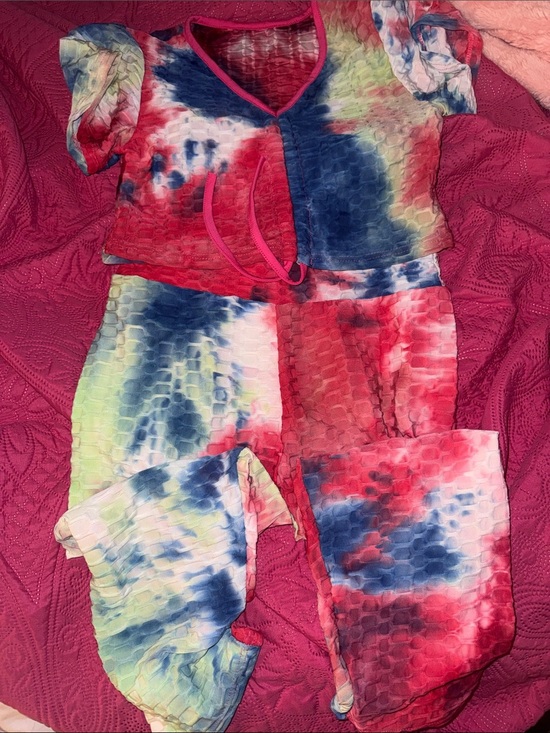 Source Unknown Other - Source Unknown Tie-Dye Women's Pajama Set - Red, Blue & Green